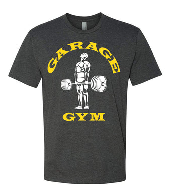 Garage Gym Gold T-Shirt in Charcoal Grey