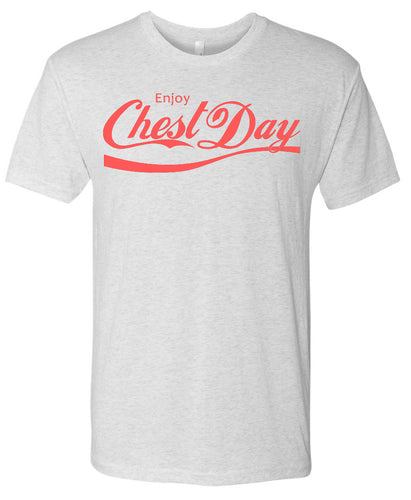 Enjoy Chest Day Tri-Blend T-Shirt in Heather White